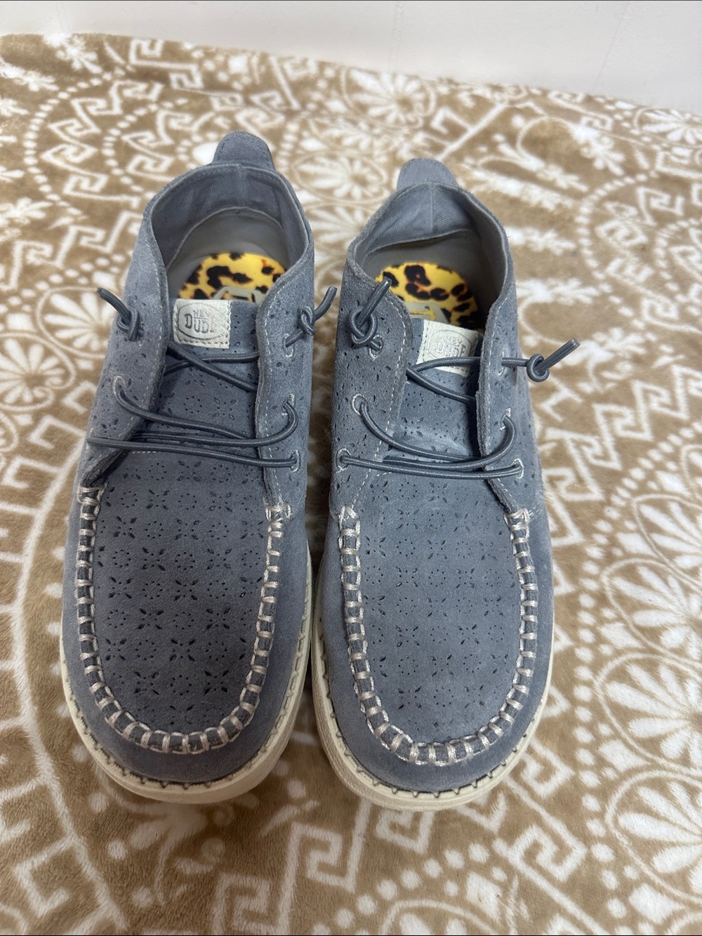 Hey Dude Gray Suede Perforated Boho Chukka Boots